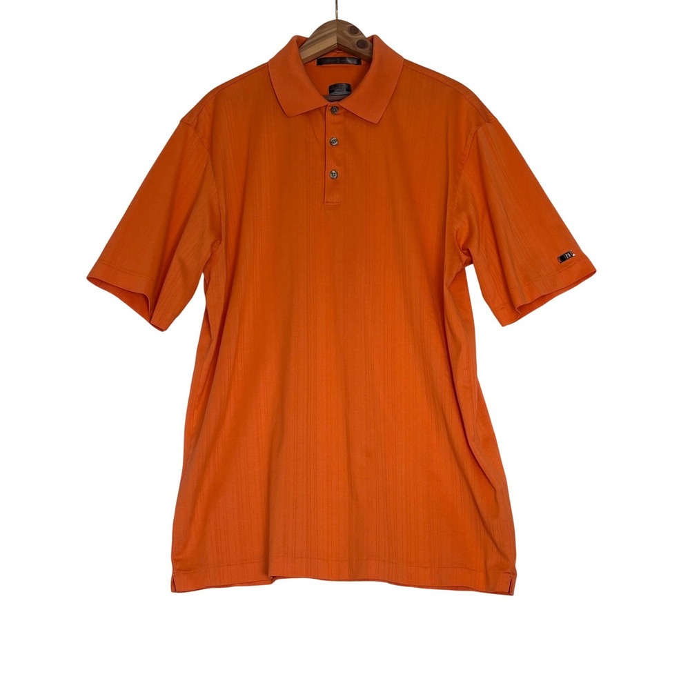 Nike Tiger Woods Collection Orange Golf Polo Shirt Mens Large 198512-805 FIT DRY